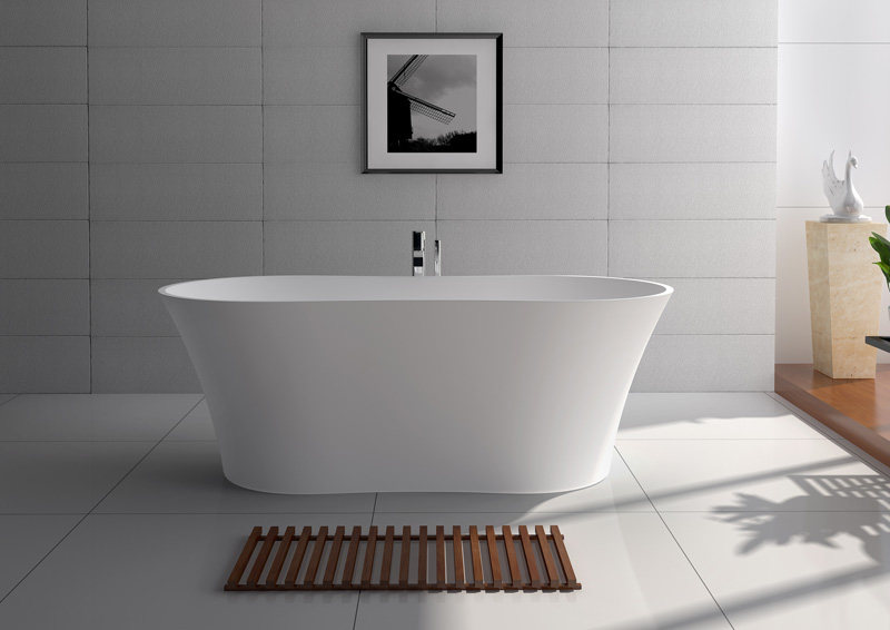 64 Inch Contemporary Solid Surface Soaking Bathtub JZ8601