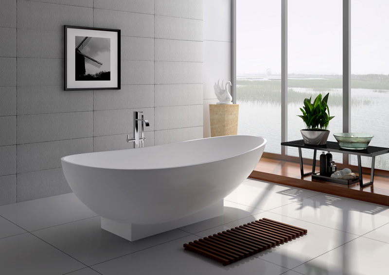 71 Inch Modern Solid Surface Freestanding Soak Bathtub JZ8604 