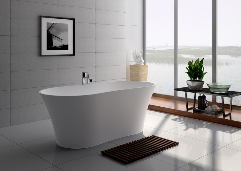 64 Inch Contemporary Solid Surface Soaking Bathtub JZ8601 