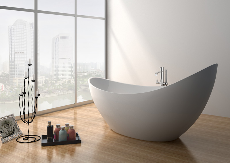 74 Inch Contemporary Solid Surface Freestanding Bathtub JZ8621 