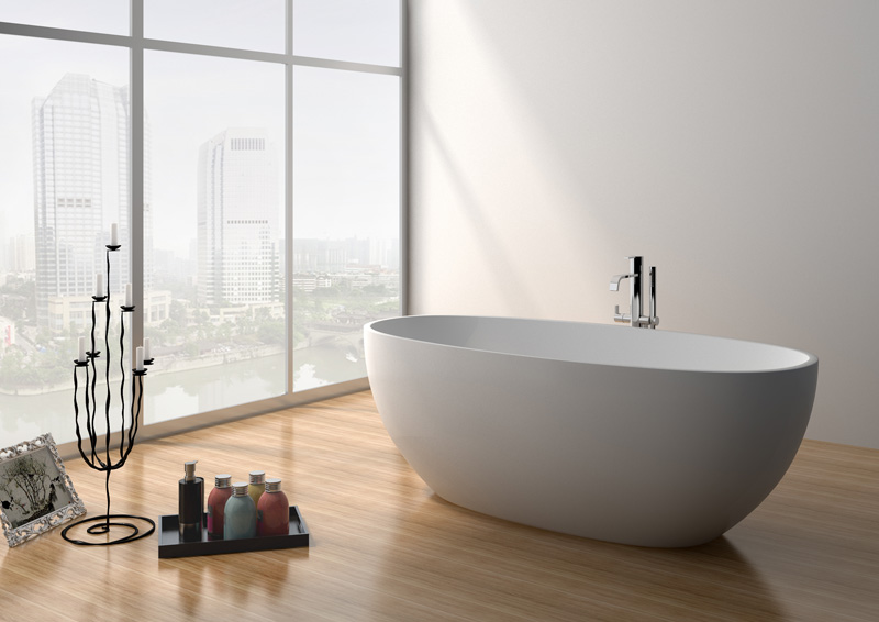 65 Inch Contemporary Solid Surface Freestanding Bathtub JZ8628 