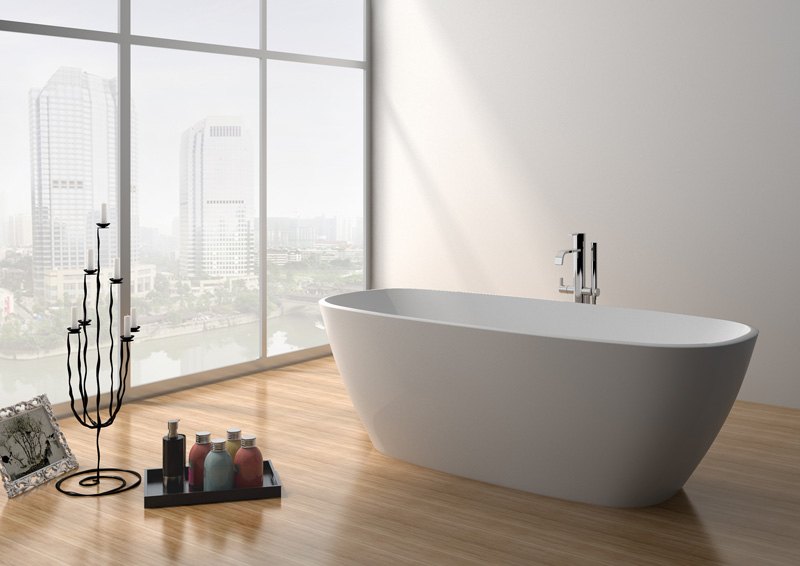 67 Inch Long Oval Standing Alone Solid Surface Freestanding  Bathtub JZ8630